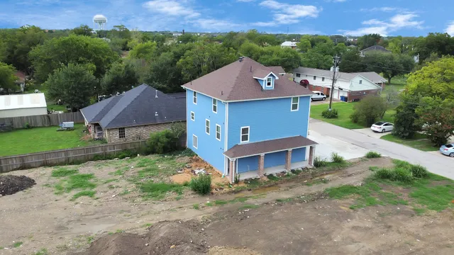 an aerial view of a house