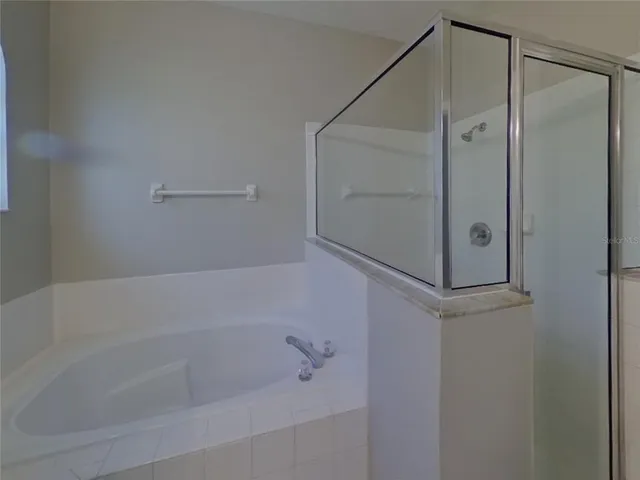 a bathroom with a bathtub