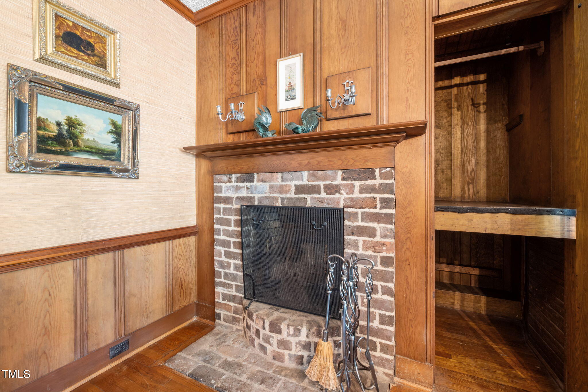 418 Quail Roost Farm Road Rougemont, NC 27572 - Photo 51 of 100 a front view of a fireplace with wooden floor