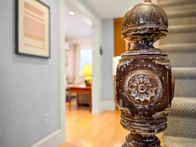 a close view of a fireplace in a room