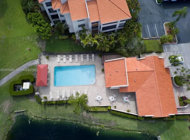 an aerial view of a house