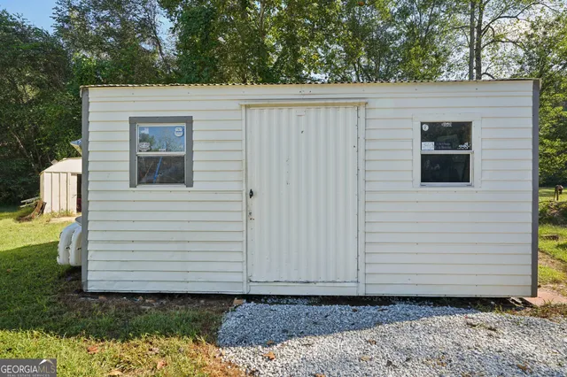 a view of a park with slide