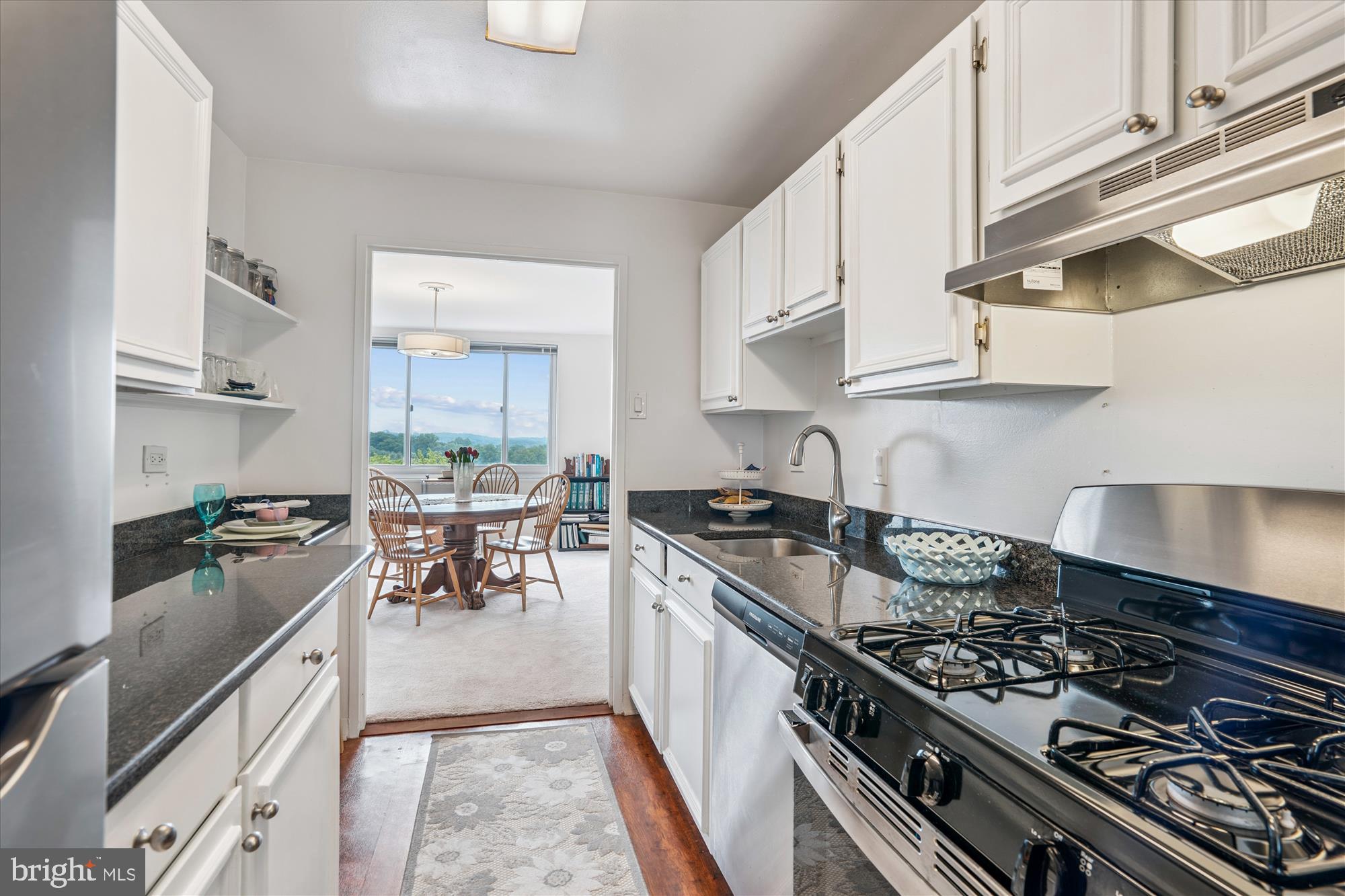1900 Lyttonsville Road, Unit 1308 Silver Spring, MD 20910 - Photo 15 of 52 a kitchen with stainless steel appliances granite countertop a stove a sink dishwasher and cabinets with wooden floor