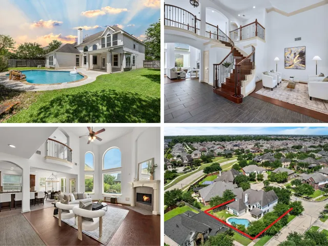 a living room with couches and stairs with wooden floor