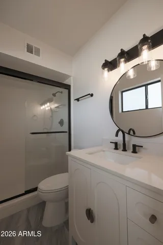 a bathroom with a toilet a sink and mirror
