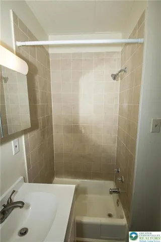 a bathroom with a sink and a shower