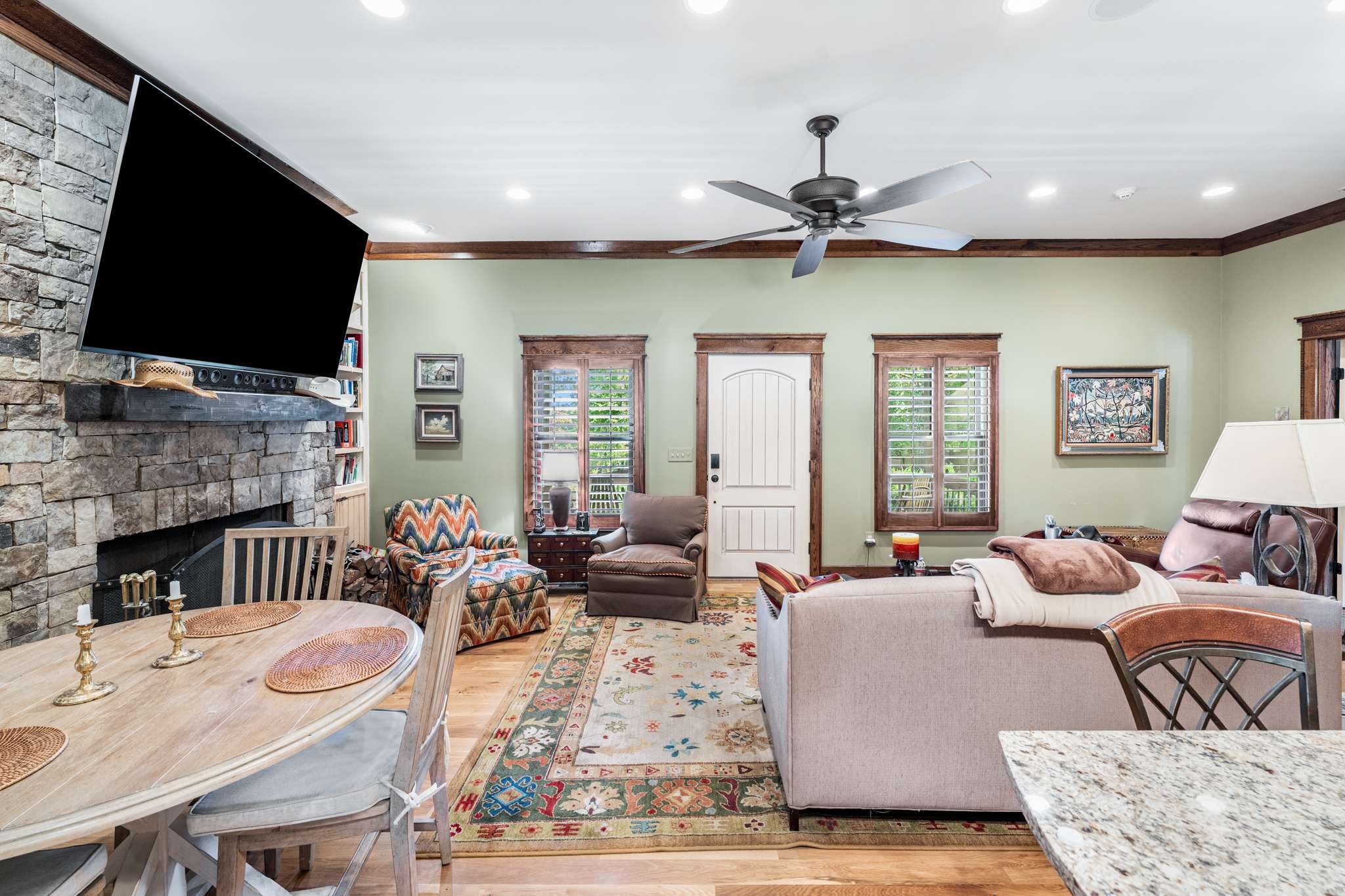 1257 Harris Hollow Road Charlotte, TN 37036 - Photo 11 of 53 a living room with fireplace furniture and a flat screen tv