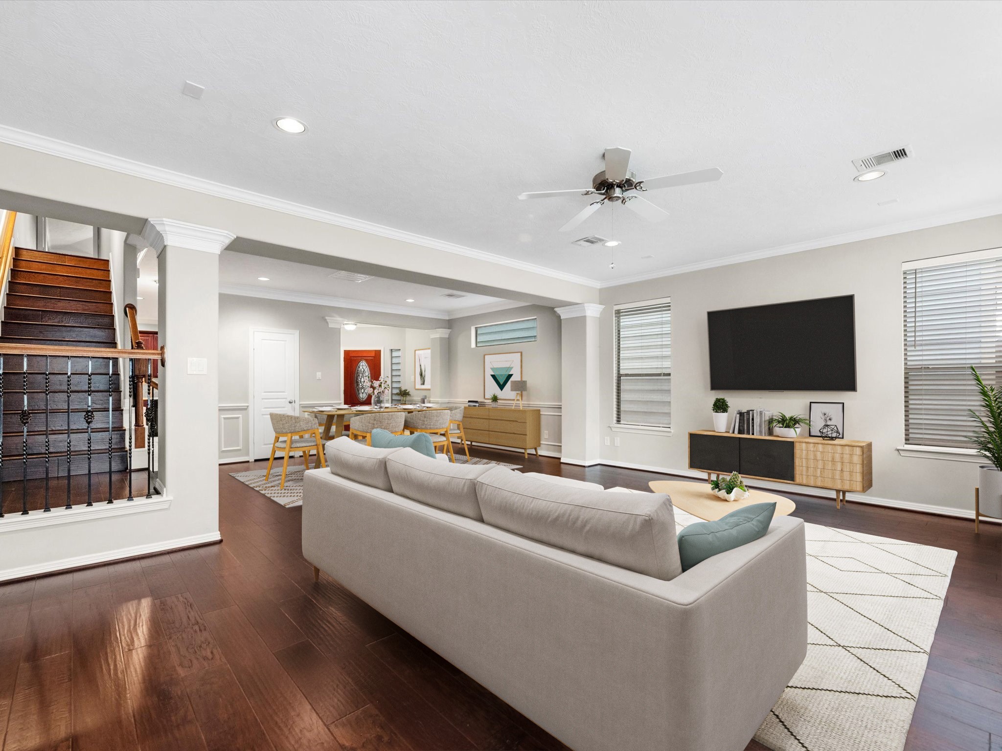 1506 Nashua Street Houston, TX 77008 - Photo 26 of 26 A view of the TV wall, but this open floorplan allows for multiple configurations.
(Virtually staged)
