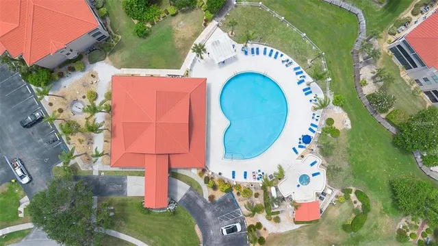 an aerial view of a house
