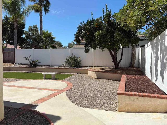 a view of a yard with palm tree