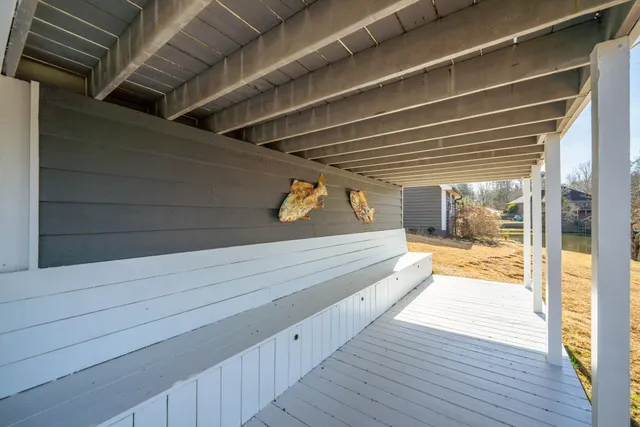 a view of a lake with a house