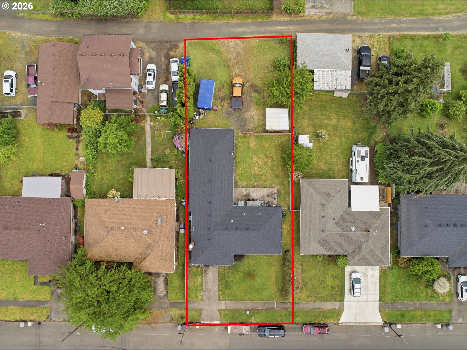 1357 Grove Street Lebanon, OR 97355 - Photo 35 of 37 aerial view of a house with a yard and a fountain