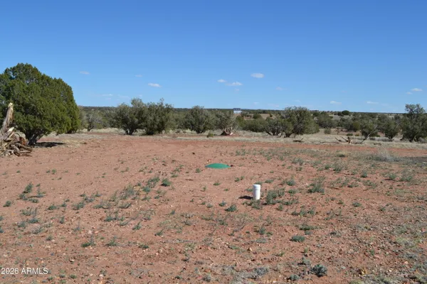 a view of a dirt road with a building in the background