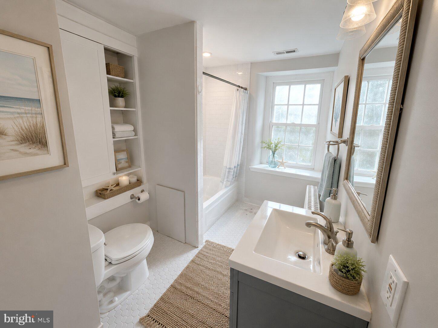 722 Faust Road, Unit FRONT Perkiomenville, PA 18074 - Photo 16 of 17 Hallway Full bath (Imagined with AI)