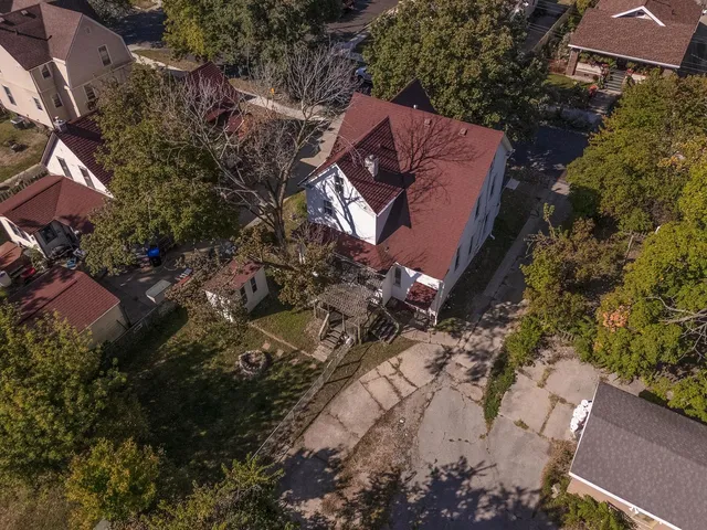an aerial view of a house