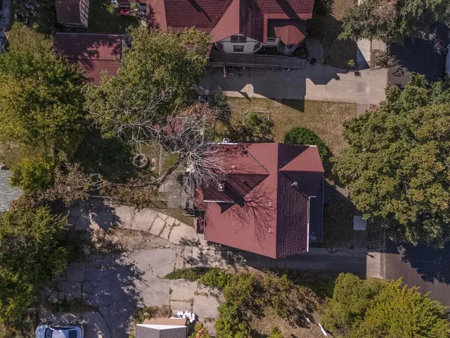 an aerial view of a house