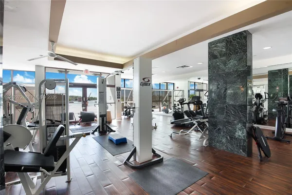 a view of a room with gym equipment