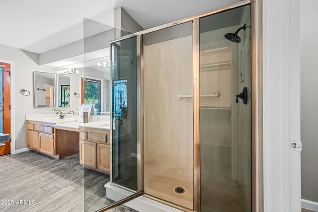 a view of an empty walk in closet