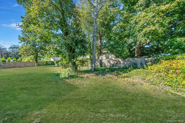 a view of garden with trees in the background
