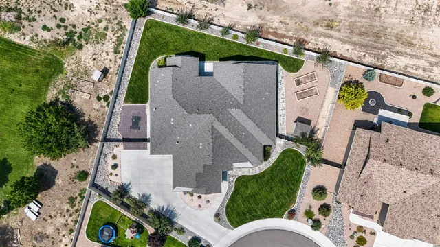 an aerial view of a house having outdoor space