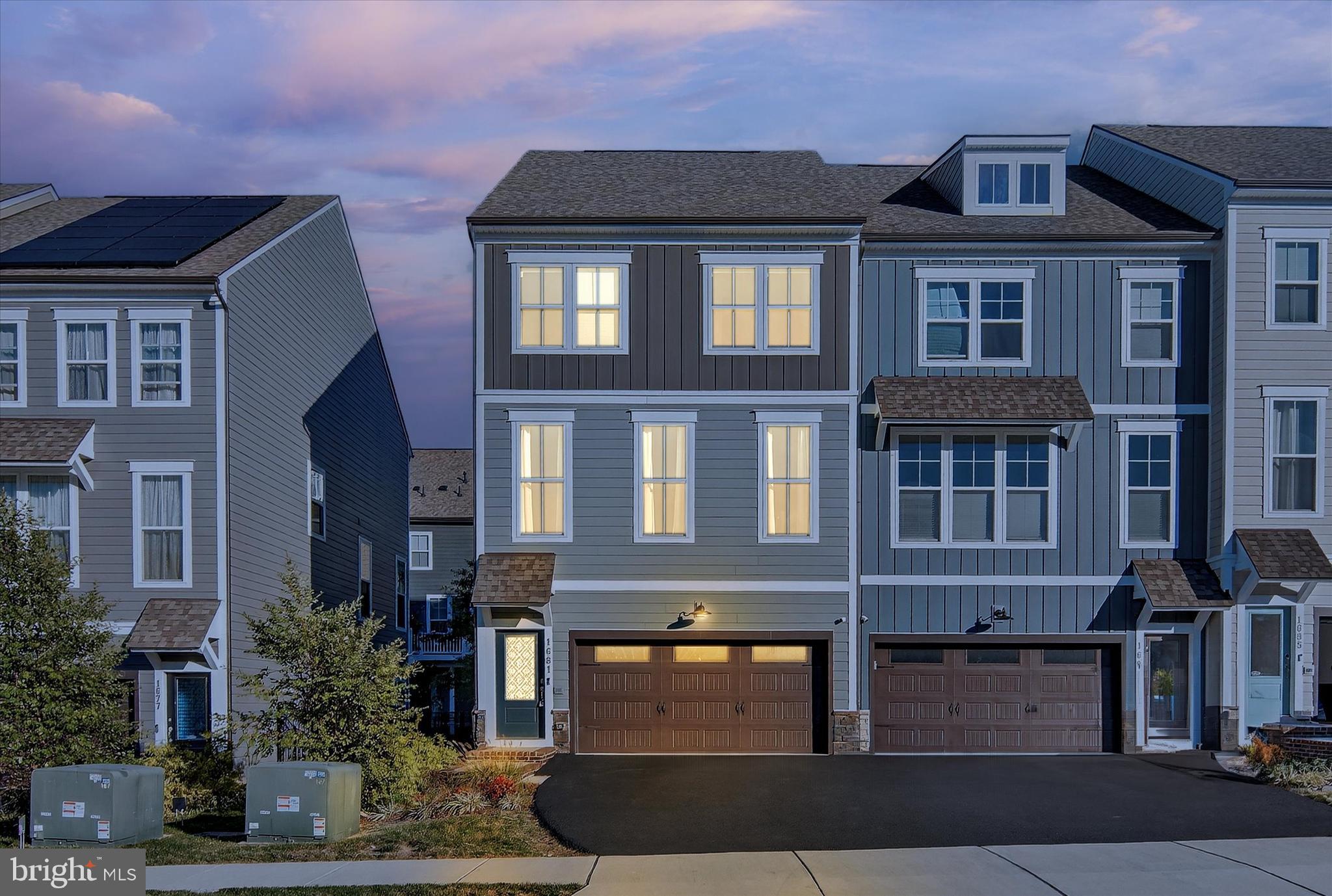 a front view of residential houses