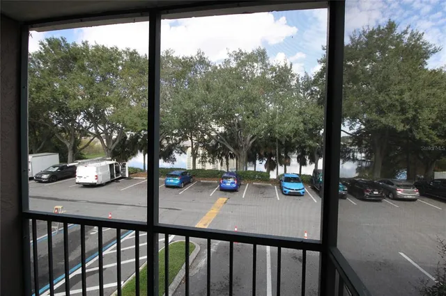 a view of a street from a balcony