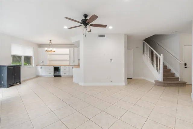a view of a kitchen with furniture and a kitchen
