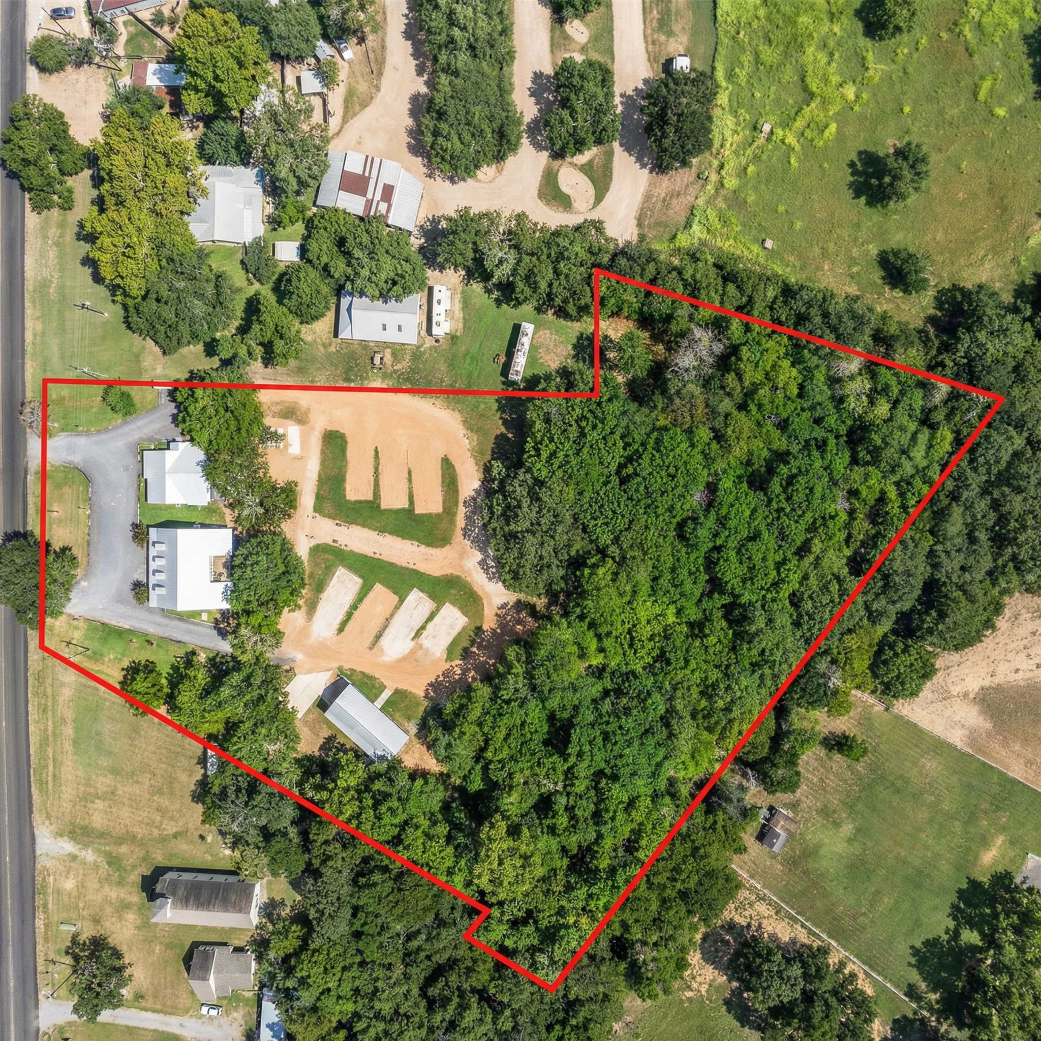 Overview of 453 N Washington in Round Top, TX. This versatile, income-producing 3.523±-acre commercial property inside the Round Top city limits.