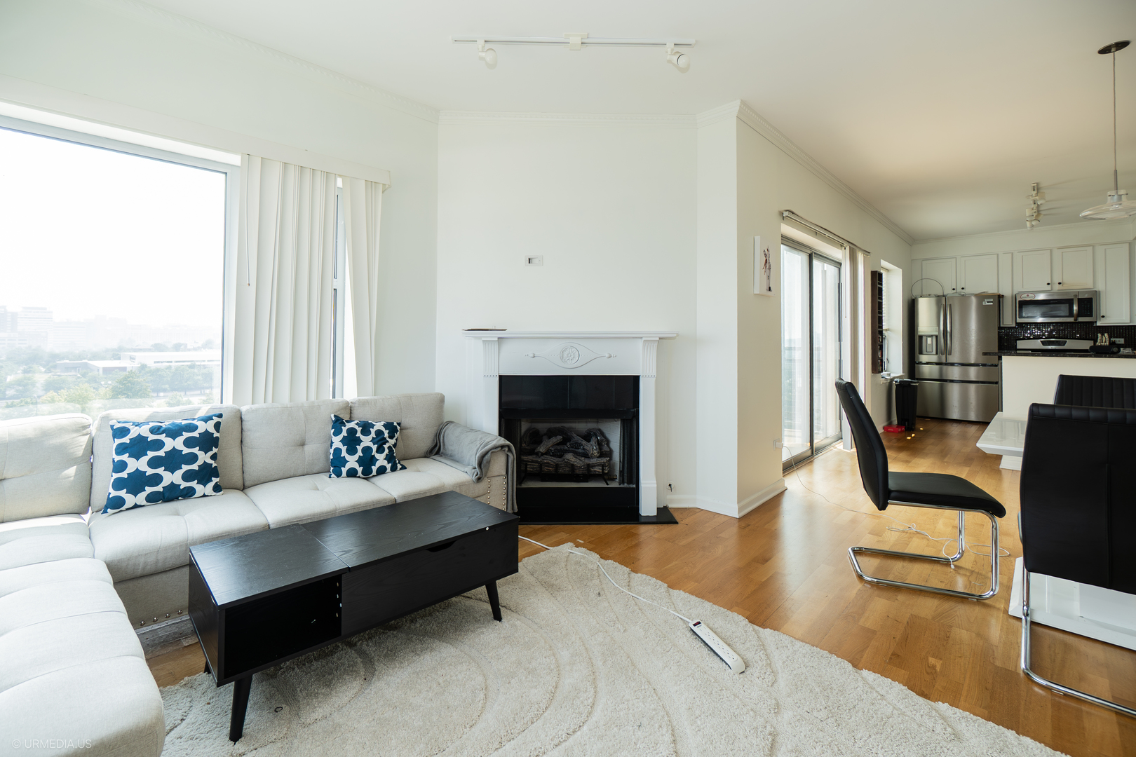 100 North Hermitage Avenue, Unit 716 Chicago, IL 60612 - Photo 2 of 25 a living room with furniture fireplace and window