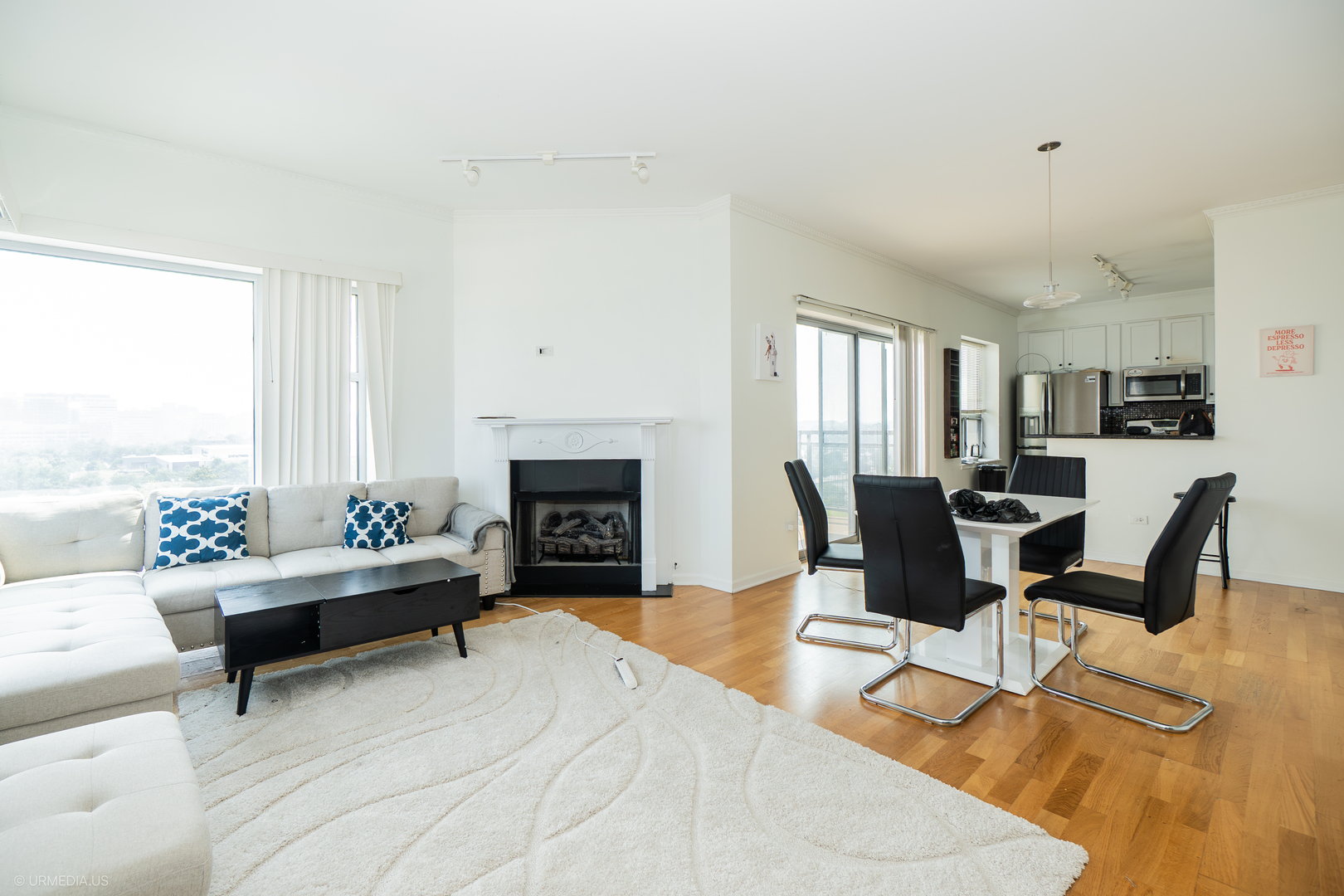 100 North Hermitage Avenue, Unit 716 Chicago, IL 60612 - Photo 5 of 25 a living room with furniture and a fireplace