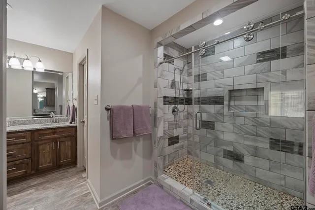 a bathroom with a shower
