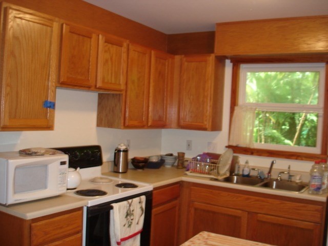 19-4031 Haunani Road Volcano, HI 96785 - Photo 4 of 21 a kitchen with stainless steel appliances granite countertop a sink a stove a counter space and cabinets