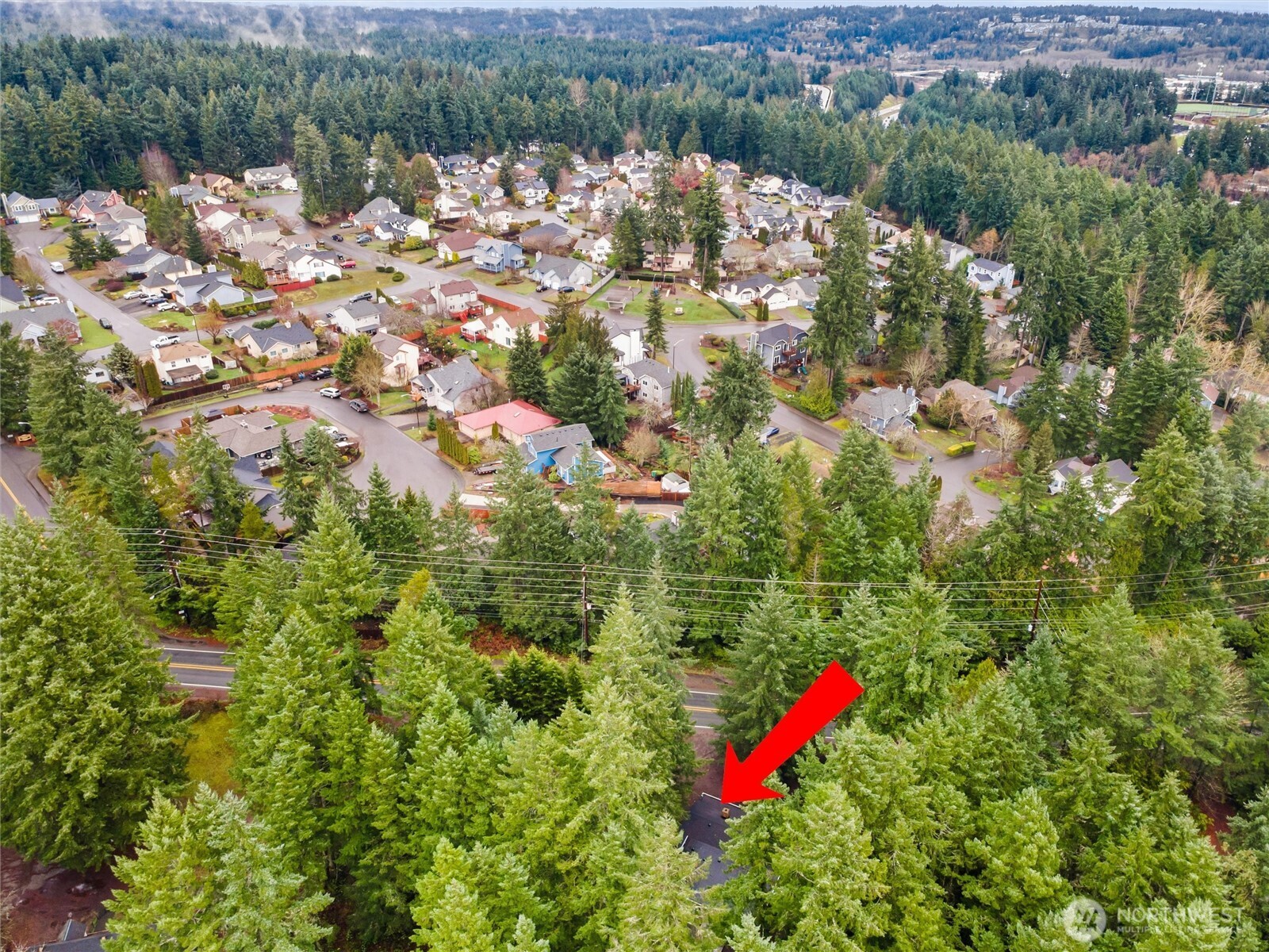 4785 Northwest Anderson Hill Road Silverdale, WA 98383 - Photo 38 of 38 a aerial view of residential houses with outdoor space and trees