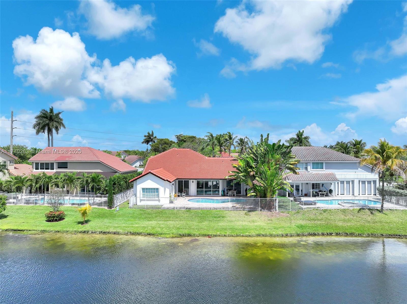 1055 San Luis Rey Weston, FL 33326 - Photo 69 of 75 a front view of house with yard and lake view