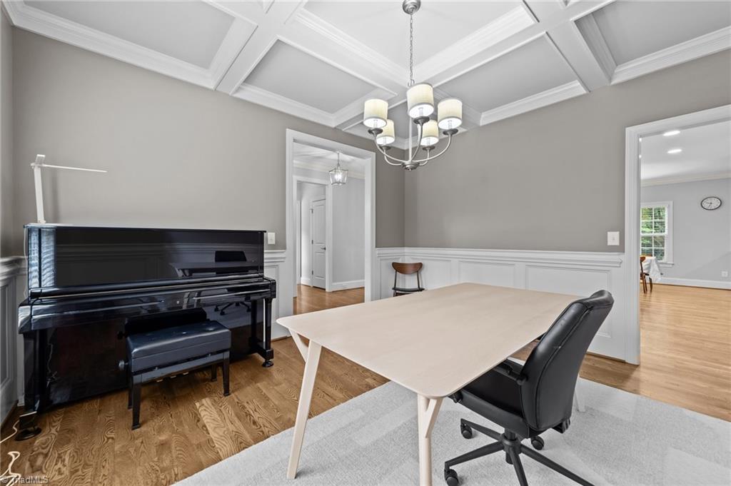 5103 Millstaff Drive Oak Ridge, NC 27310 - Photo 10 of 46 ANOTHER VIEW OF DINING ROOM WITH COFFERED CEILING