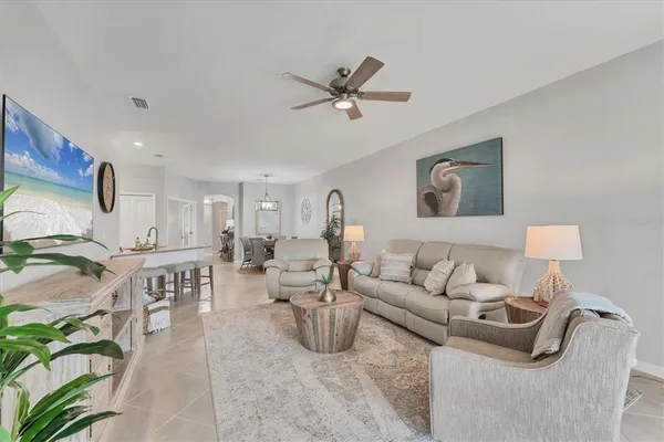 a living room with furniture