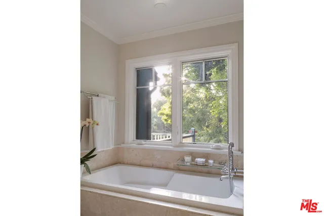 a bathroom with a bathtub