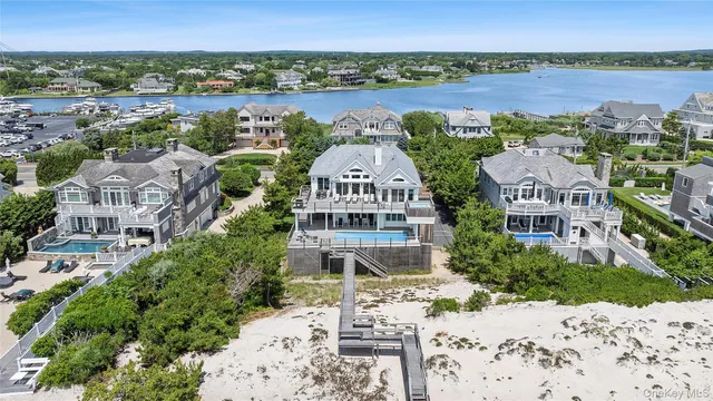 a view of a lake with beach