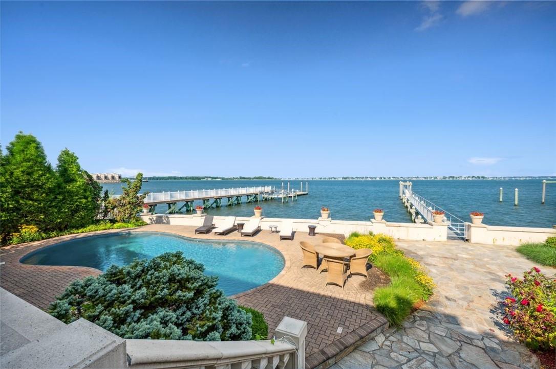 Backyard with in ground pool, beautiful stonework and your own