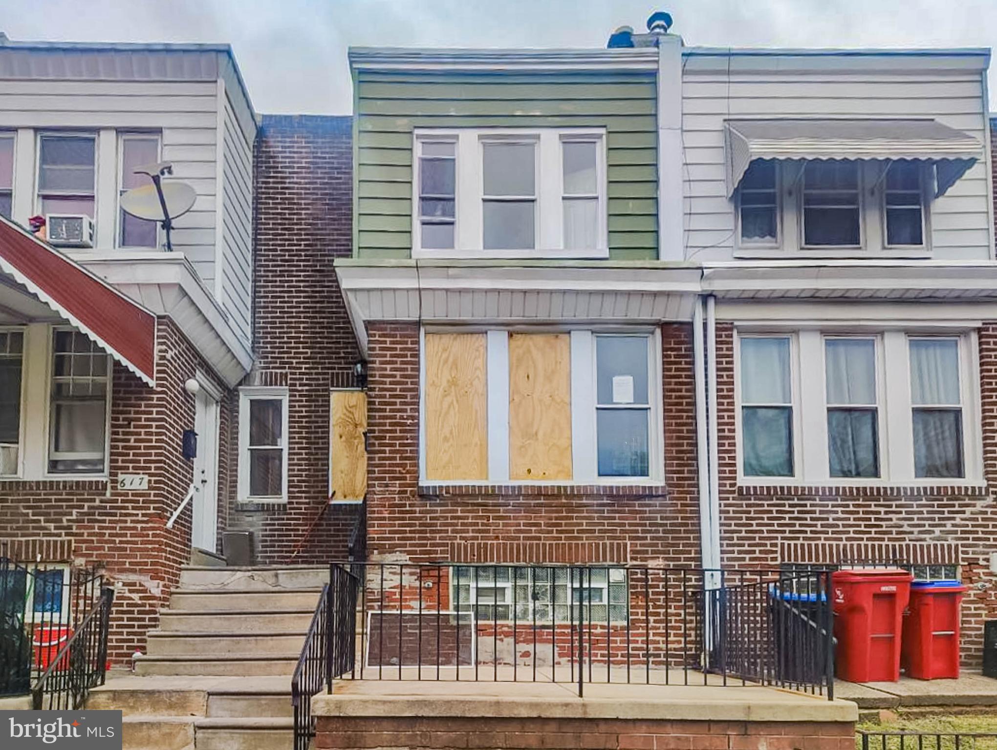 front view of a brick house