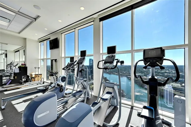 a view of a room with gym equipment