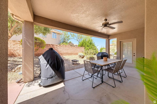 1609 East 10 S Street St. George, UT 84790 - Photo 53 of 68 Covered patio featuring a ceiling fan, concrete flooring, and direct access to the backyard
