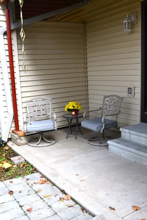 a bench sitting in middle of a building