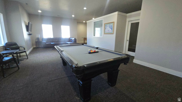 90 East Resaca Drive, Unit C11 Sandy, UT 84070 - Photo 22 of 27 Playroom with billiards table, carpet flooring, and recessed lighting