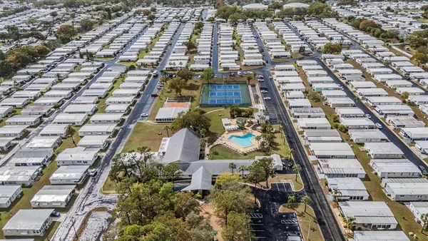 an aerial view of a building