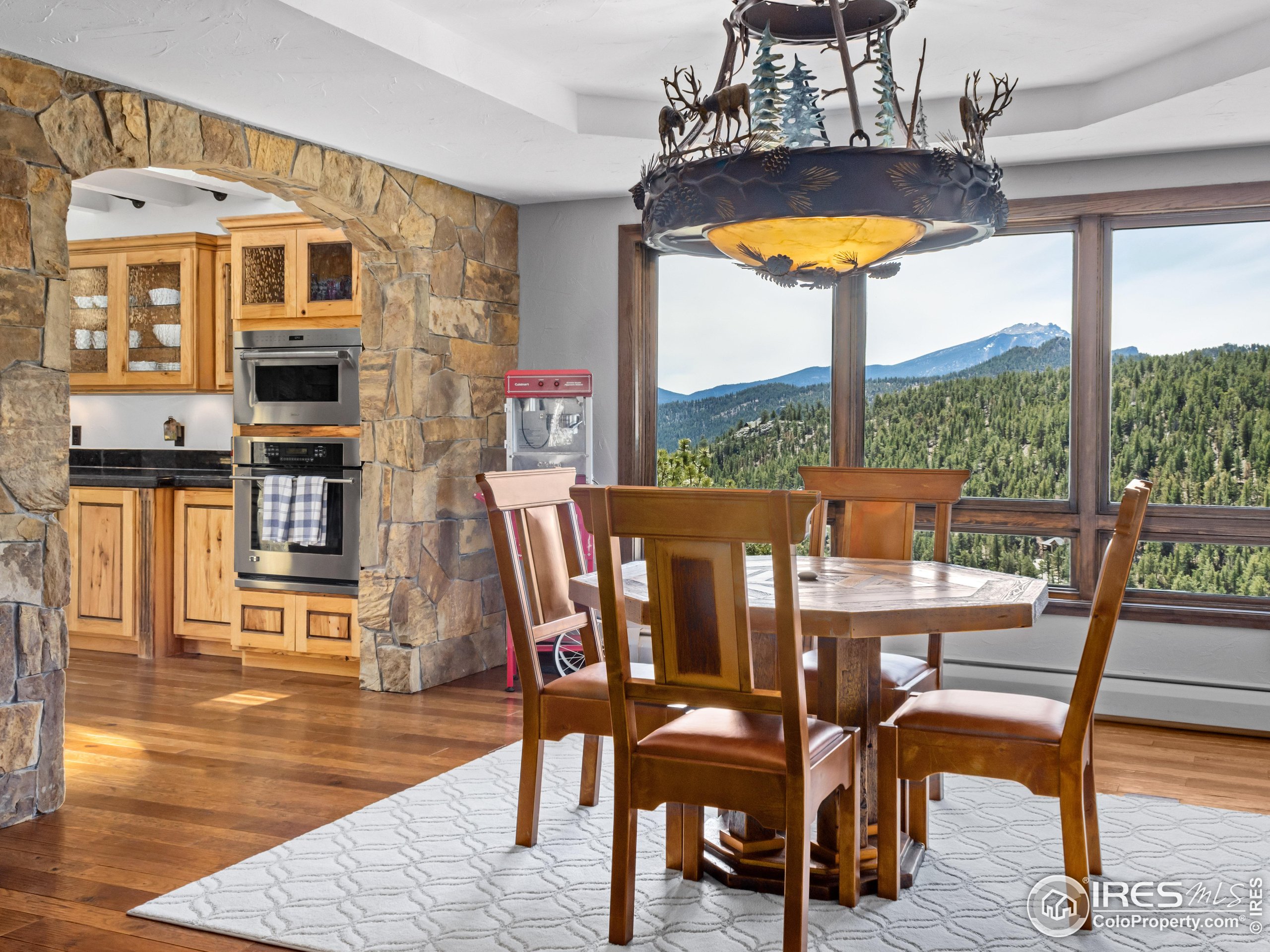 2701 Fall River Road Estes Park, CO 80517 - Photo 10 of 40 a view of a dining room with furniture window and wooden floor