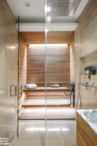 a view of a living room with a large window