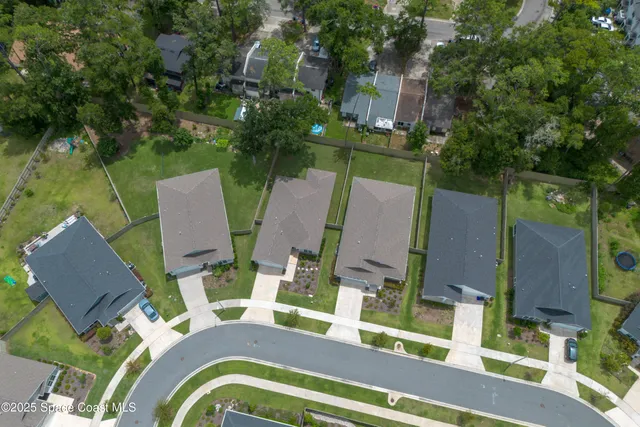 an aerial view of a house