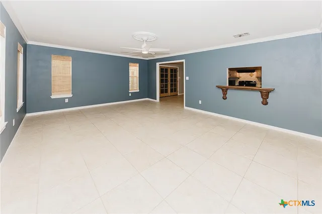 a view of a porch with a potted plant
