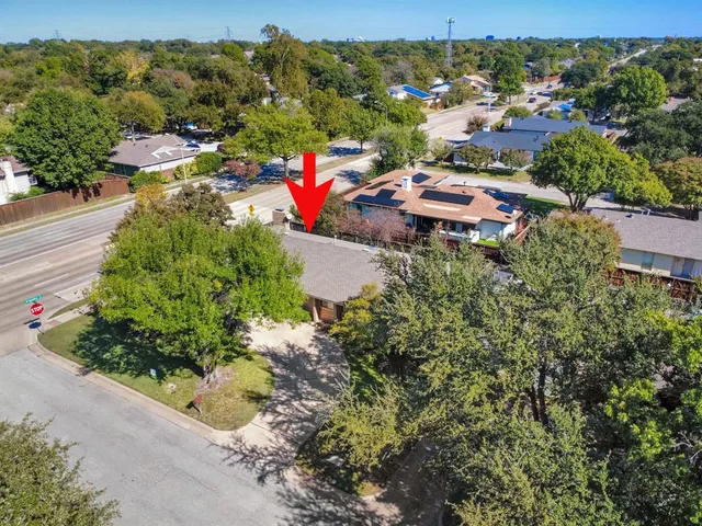 an aerial view of a house